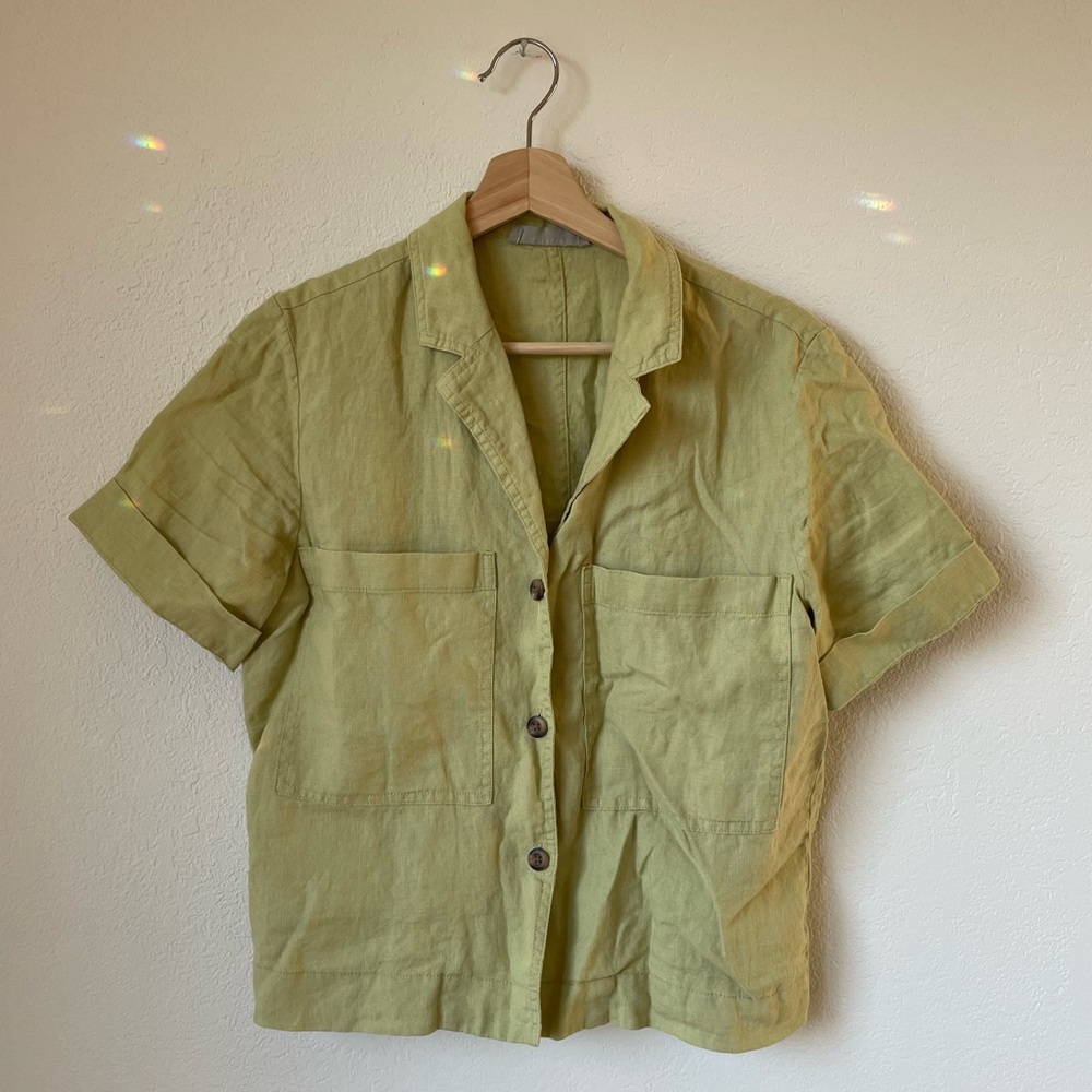 Everlane Linen Sage Green Button-Up Shirt